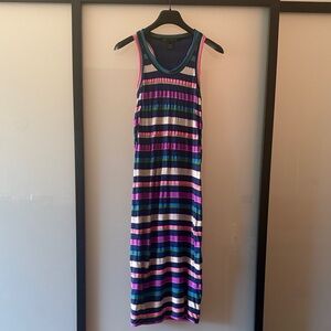 Marc by Marc Jacobs Striped Sleeveless Maxi Dress in Navy, Pink & Green